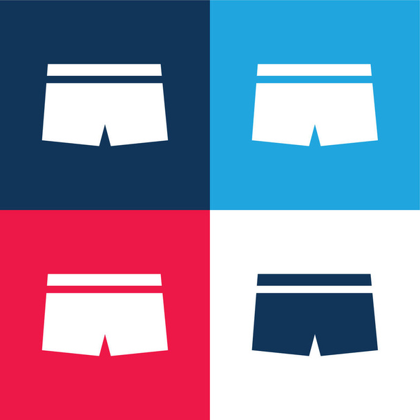 Boxers azul y rojo conjunto de iconos mínimo de cuatro colores - Vector, imagen