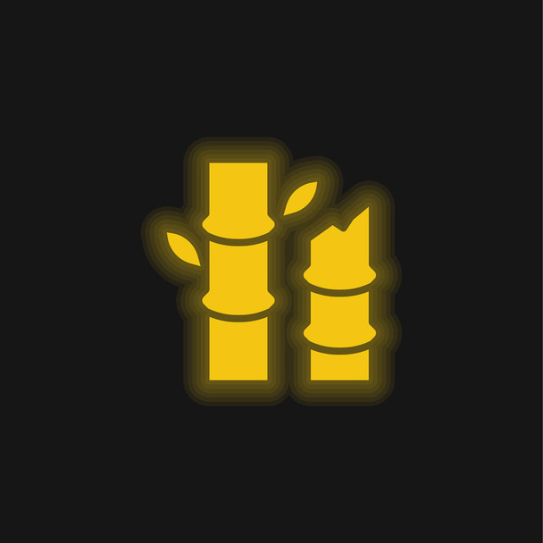 Ícone de néon brilhante amarelo de bambu - Vetor, Imagem