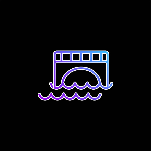 Pont sur l'eau icône vectorielle dégradé bleu - Vecteur, image