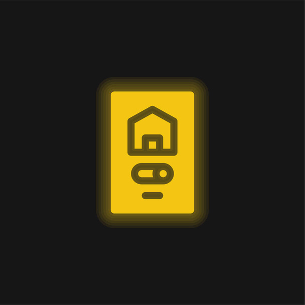 Toepassing geel gloeiend neon icoon - Vector, afbeelding