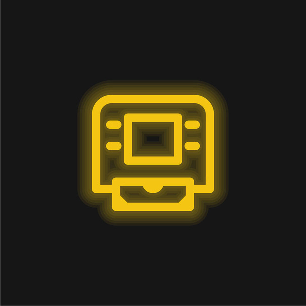 ATMマシン黄色の輝くネオンアイコン - ベクター画像