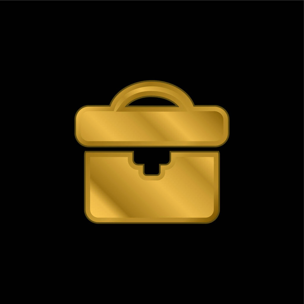 Bolso negro chapado en oro icono metálico o logo vector - Vector, Imagen