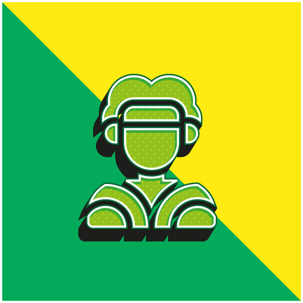 Őslakos Zöld és sárga modern 3D vektor ikon logó - Vektor, kép