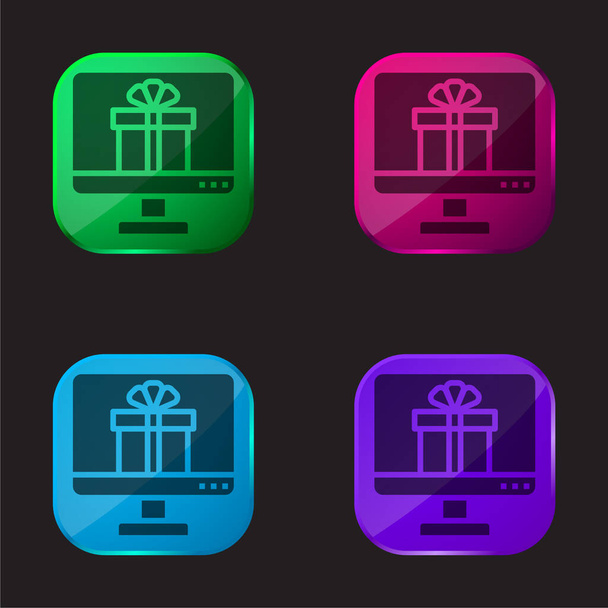 Anwendung vier farbige Glasknopf-Symbol - Vektor, Bild