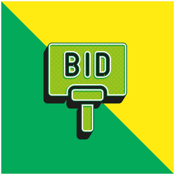 Bidding Green and yellow modern 3d vector icon logo - Vector, Image