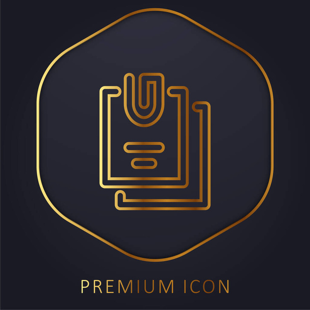 Attached Files golden line premium logo or icon - Vector, Image