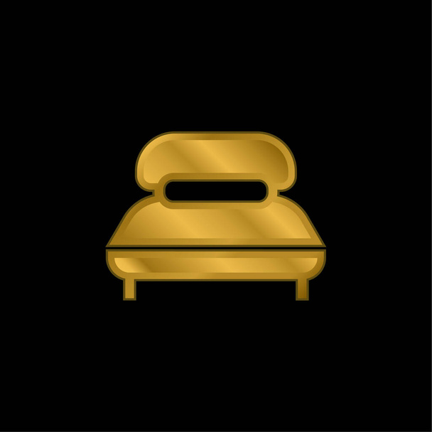 Letto grande con icona metallica placcata oro lungo cuscino o vettore logo - Vettoriali, immagini