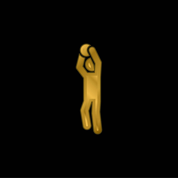 Jugador de baloncesto chapado en oro icono metálico o logo vector - Vector, Imagen