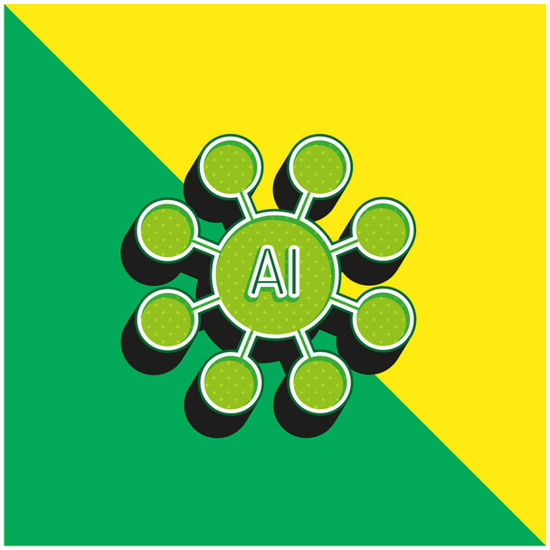 AI Green and yellow modern 3d vector icon logo - Vector, Image