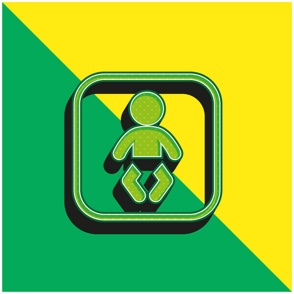 Baby Zone Logo icona vettoriale 3D moderna verde e gialla - Vettoriali, immagini
