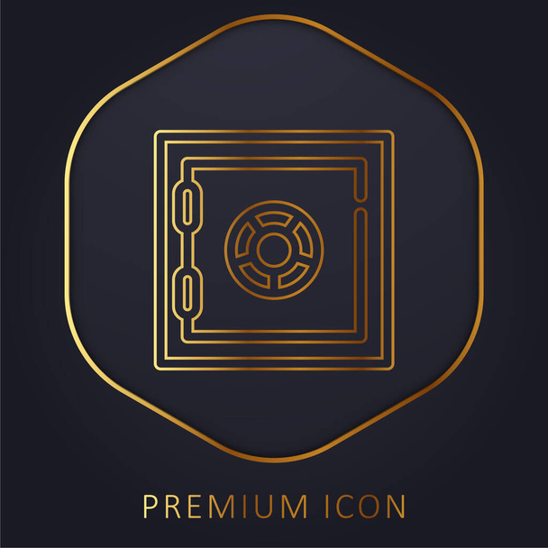 Bank Safe Box golden line premium logo or icon - Vector, Image