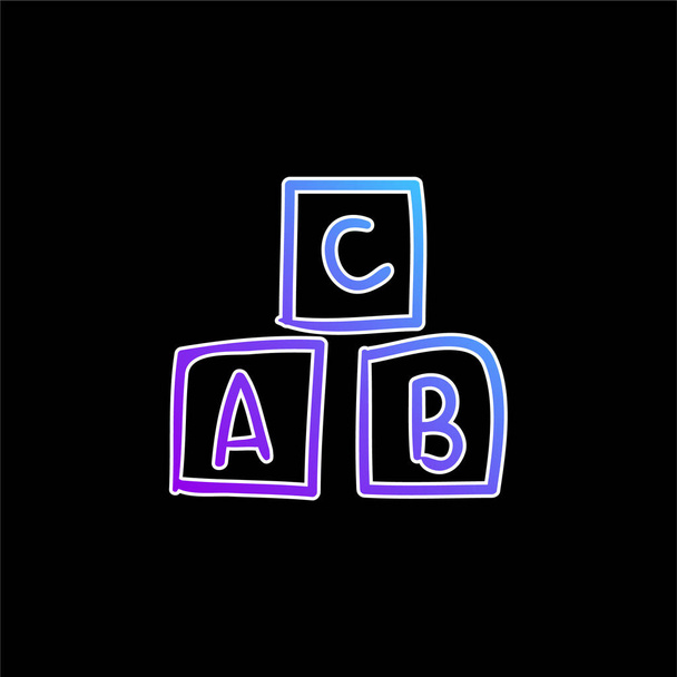 Alfabeto Cubi Giocattolo educativo blu gradiente icona vettoriale - Vettoriali, immagini