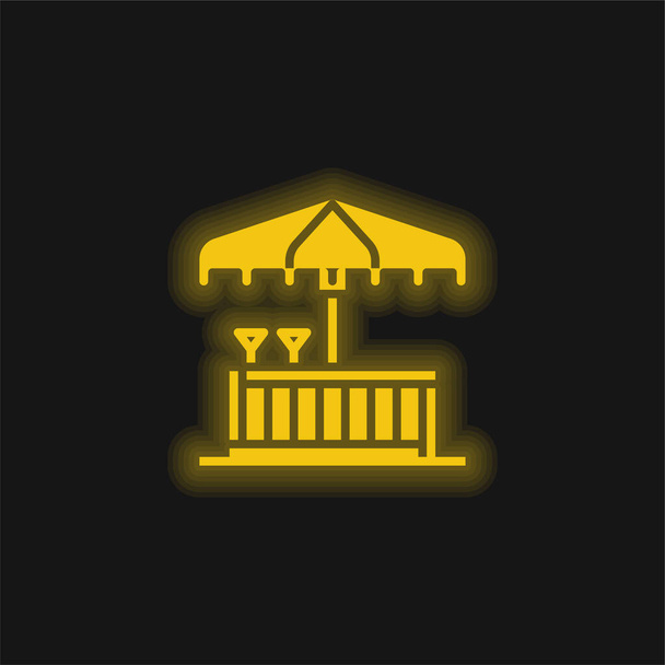 Bar de playa amarillo brillante icono de neón - Vector, imagen