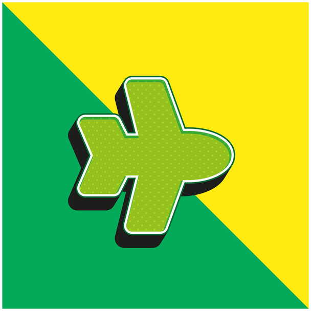 Avión verde y amarillo moderno vector 3d icono del logotipo - Vector, Imagen