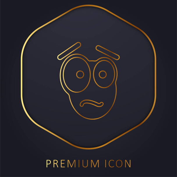 Afraid Face golden line premium logo or icon - Vector, Image