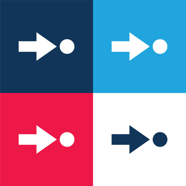 Šipka směřující A kruh modrá a červená čtyři barvy minimální ikona nastavena - Vektor, obrázek