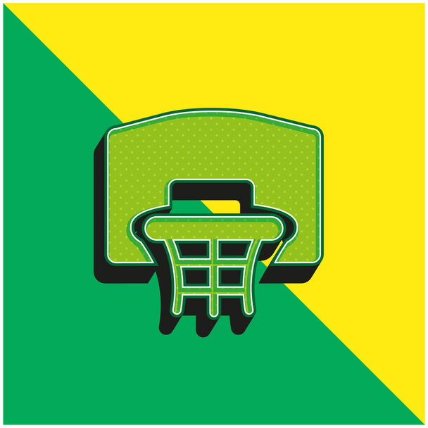 Basketball Frontal Basket Vert et jaune icône vectorielle 3d moderne logo - Vecteur, image