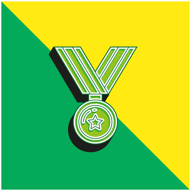 Premio Logo icona vettoriale 3D moderna verde e gialla - Vettoriali, immagini