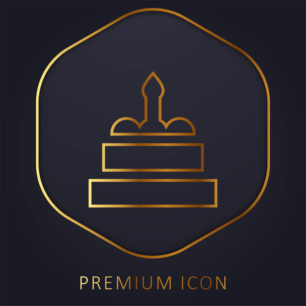 Születésnapi torta arany vonal prémium logó vagy ikon - Vektor, kép