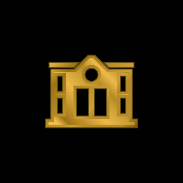 Banco chapado en oro icono metálico o logo vector - Vector, Imagen