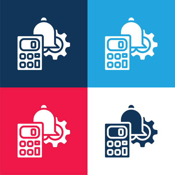 Audit blue and red four color minimal icon set - Vector, Image