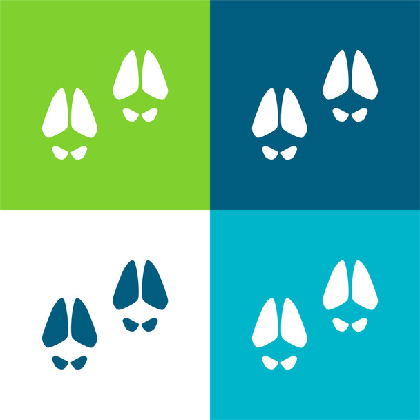 Животные Следы Плоские четыре цвета минимальный набор значков - Вектор,изображение