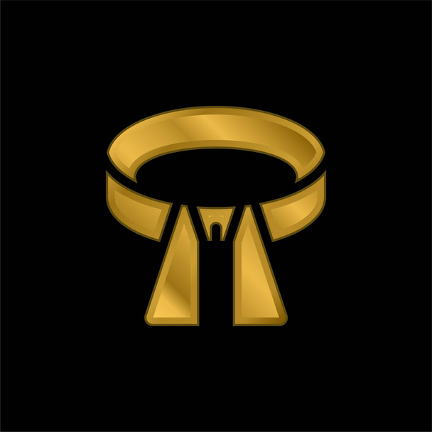 Cinturón chapado en oro icono metálico o logo vector - Vector, imagen