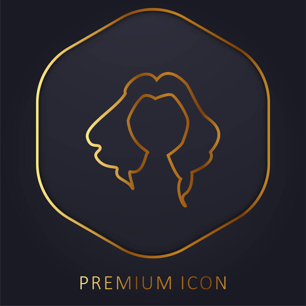 Forma de pelo largo negro línea dorada logotipo premium o icono - Vector, Imagen