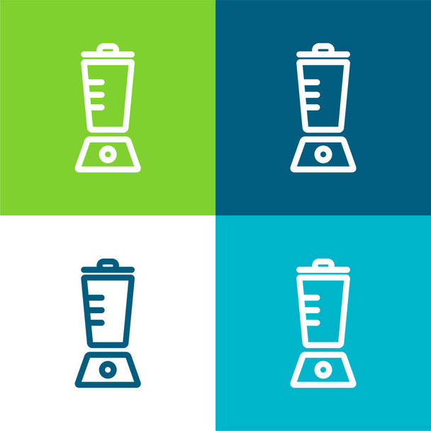 Blender körvonal Lapos négy szín minimális ikon készlet - Vektor, kép