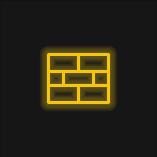 Brick Wall geel gloeiende neon pictogram - Vector, afbeelding