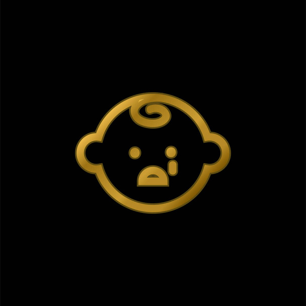 Baby Face Płaczący złoty metaliczny wektor ikony lub logo - Wektor, obraz