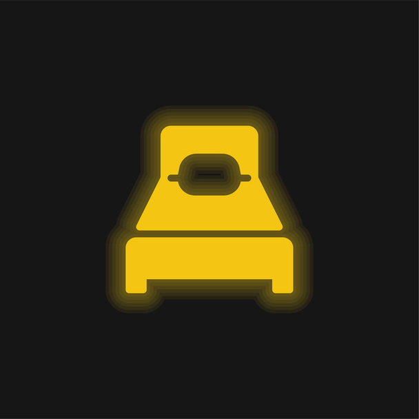 Letto giallo icona al neon incandescente - Vettoriali, immagini