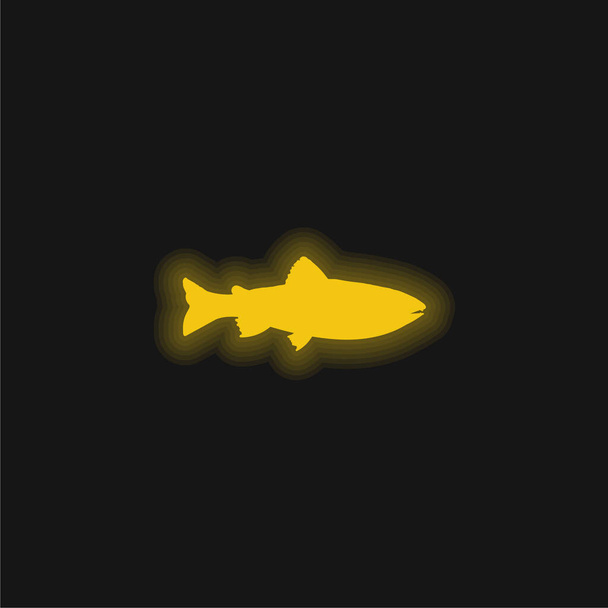 Amago Fish Shape yellow glowing neon icon - Vector, Image