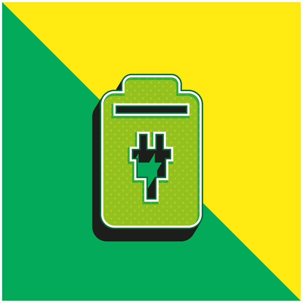 Batterie Logo vectoriel 3D moderne vert et jaune - Vecteur, image