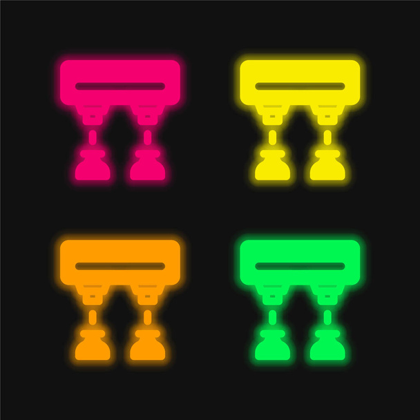 Összeszerelési vonal négy szín izzó neon vektor ikon - Vektor, kép