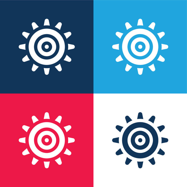 Anemone blue and red four color minimal icon set - Vector, Image