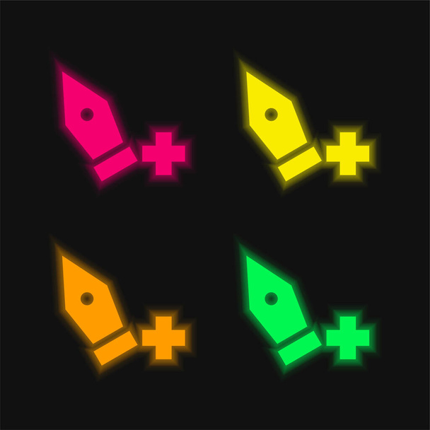 Voeg punt vier kleur gloeiende neon vector pictogram - Vector, afbeelding