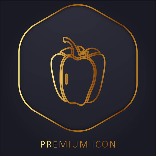Logo o icona premium della linea dorata del peperone - Vettoriali, immagini
