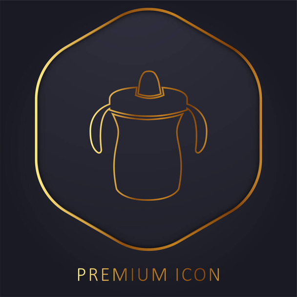 Baby Training Bottle Variant golden line premium logo or icon - Vector, Image