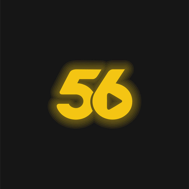 56 Social Logo geel gloeiend neon icoon - Vector, afbeelding