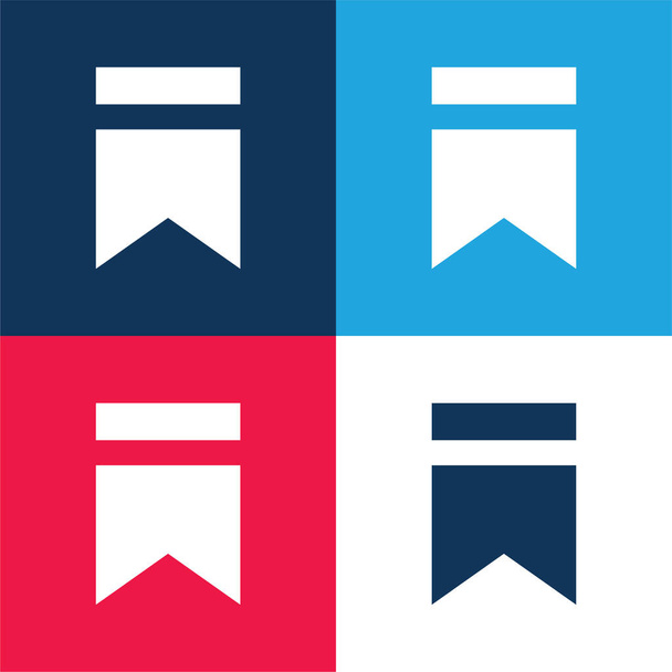 Marcador azul y rojo cuatro colores mínimo icono conjunto - Vector, imagen
