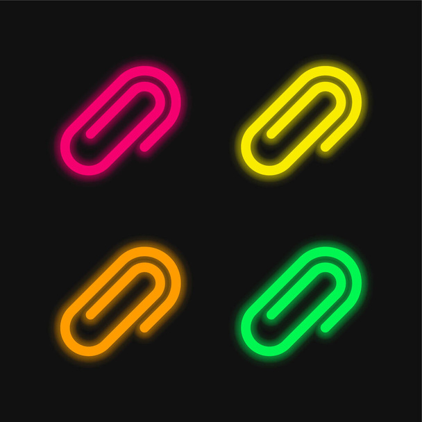 Bevestigingen vier kleuren gloeiende neon vector pictogram - Vector, afbeelding