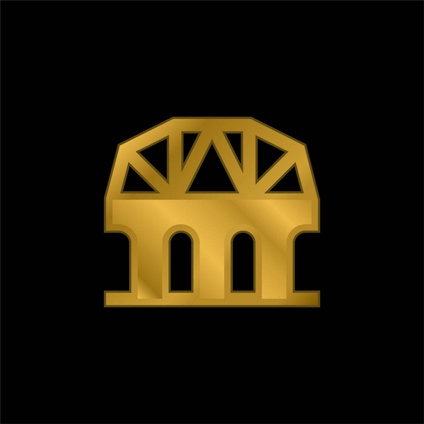 Позолоченная икона моста или вектор логотипа - Вектор,изображение