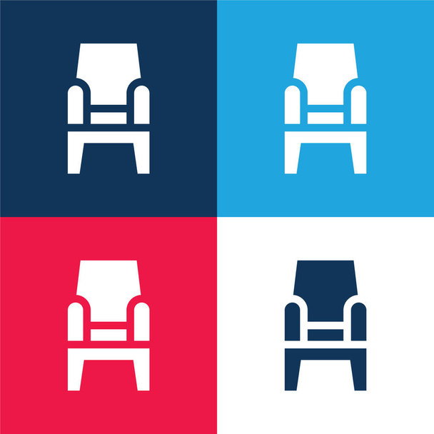 Nojatuoli sininen ja punainen nelivärinen minimaalinen kuvakesarja - Vektori, kuva