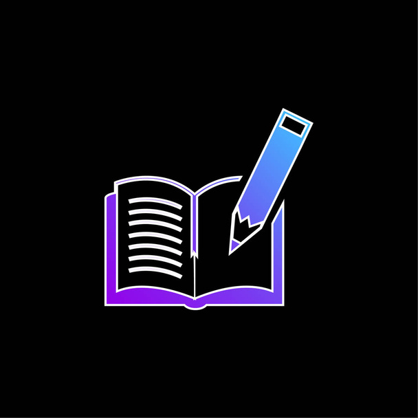 Book And Pen blue gradient vector icon - Vector, Image