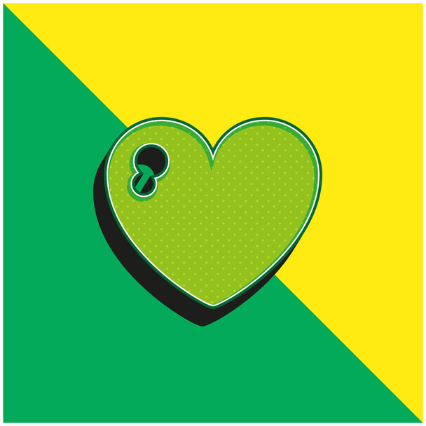 Big Heart Vihreä ja keltainen moderni 3d vektori kuvake logo - Vektori, kuva
