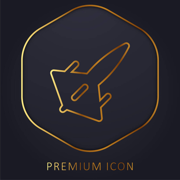 Attack Plane golden line premium logo or icon - Vector, Image