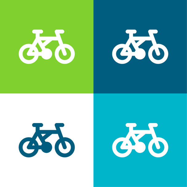 Велосипед Плоский четырехцветный минимальный набор значков - Вектор,изображение