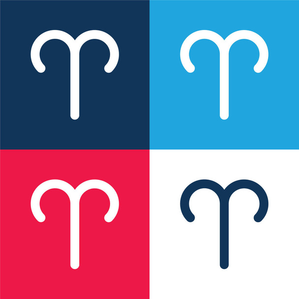Ram Symbool blauw en rood vier kleuren minimale pictogram set - Vector, afbeelding