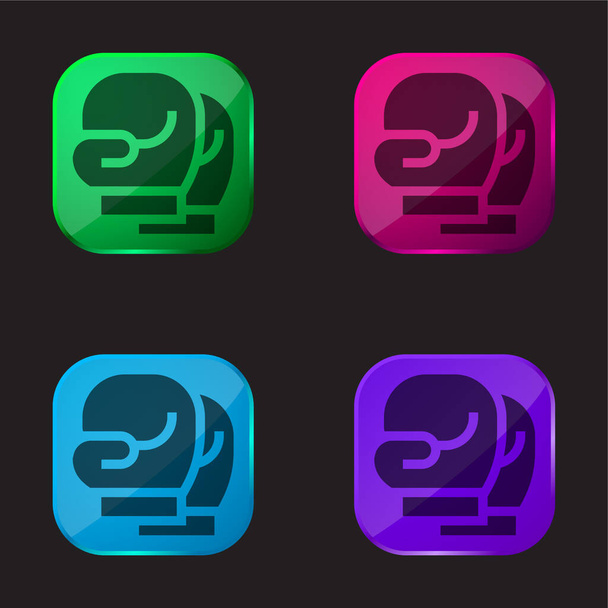 Guantes de Boxeo icono de botón de cristal de cuatro colores - Vector, Imagen